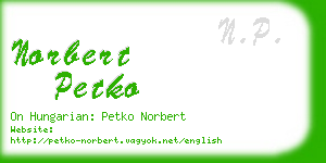 norbert petko business card